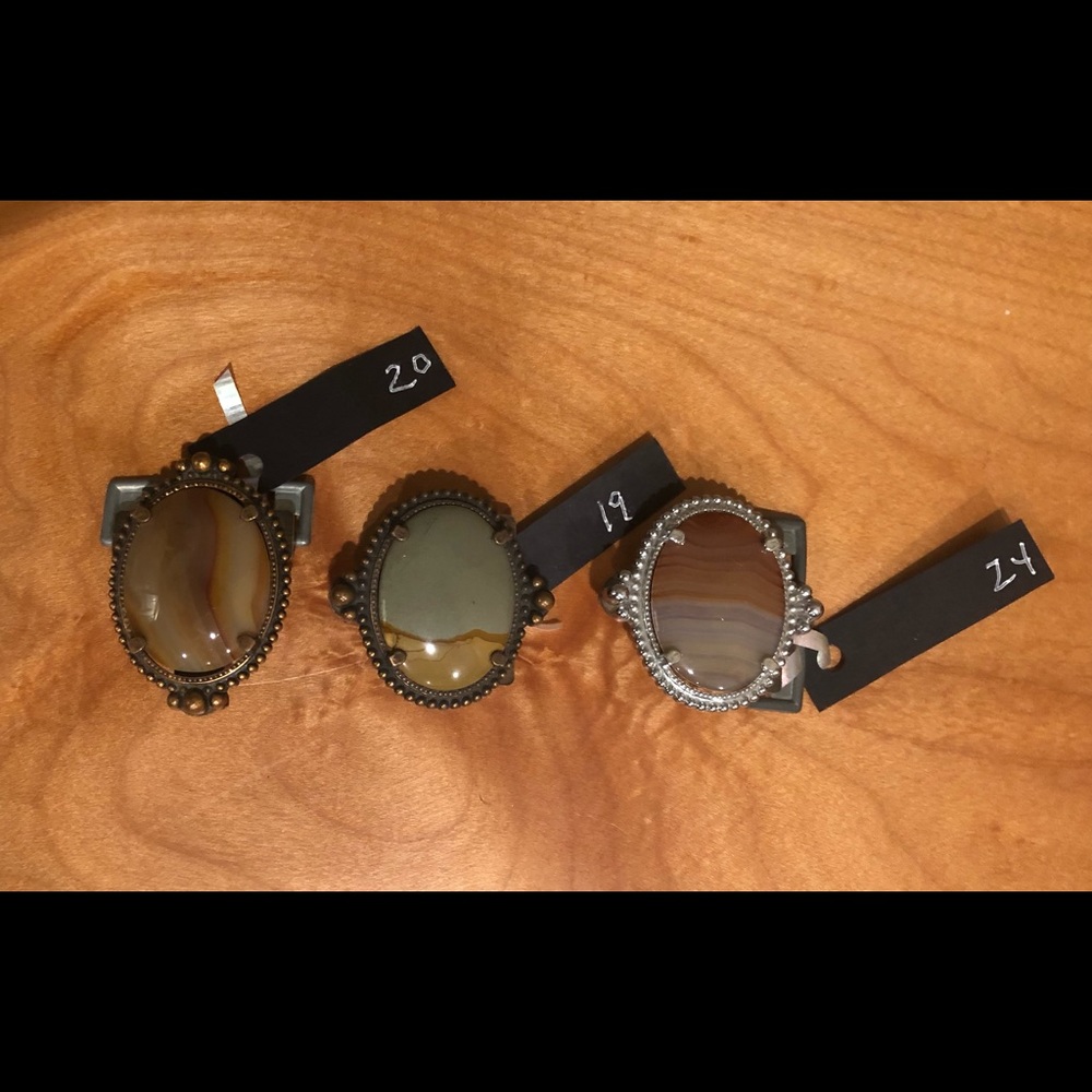 THREE Vintage Agate Belt Buckles